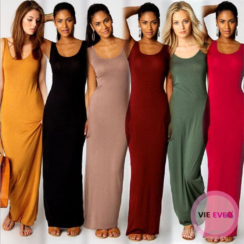 Beautiful dress for the summer | Robe de soirée longue sans manches - ImbattablePlus